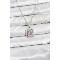 316L Çelik Zincir Gümüş Renk Plaka Model Zirkon Taşlı Kadın Kolye