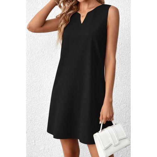 Kadın Askılı V Yakalı Mini Ithal Krep Elbise