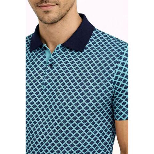 Erkek Pike Kumaş Polo Yaka Desenli Tişört Kısa Kol Yazlık T-Shirt - Turkuaz