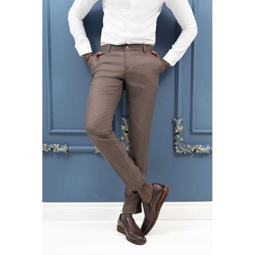 Slimfit Pamuklu Kendinden Çizgili Mevsimlik Kumaş Pantolon