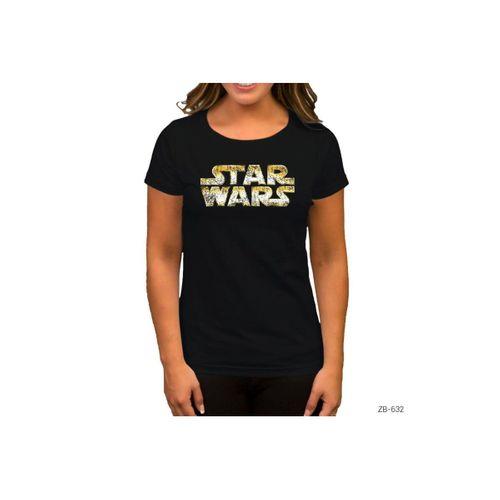 Star Wars Logo Detrited Siyah Kadın Tişört