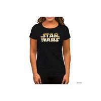 Star Wars Logo Detrited Siyah Kadın Tişört