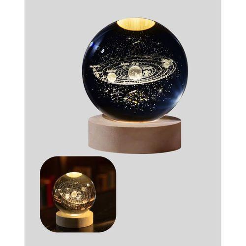 Ahşap Standlı Led Kristal Küre Lazer İşlemeli Dekoratif Obje