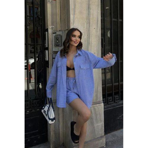 Stacy Çizgili Şort Takım 9801-0025