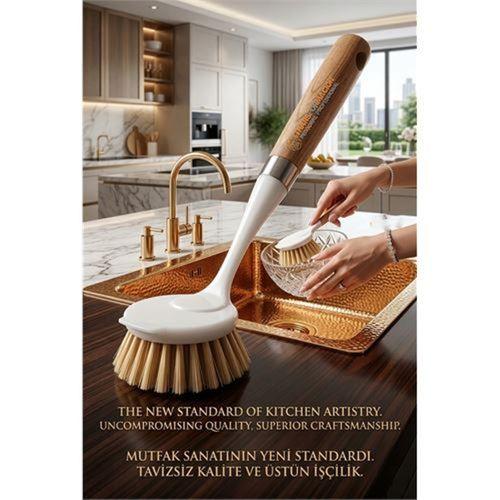 Shari Masif Ahşap Saplı Bristol Kıllı Profesyonel Lavabo & Bulaşık Fırçası 722949