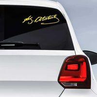 Mustafa Kemal Atatürk İmza Oto Sticker Etiket Sarı