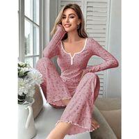 Kadın Çiçek Desenli Yumuşak Pamuklu Uzun Pijama Takımı 5132