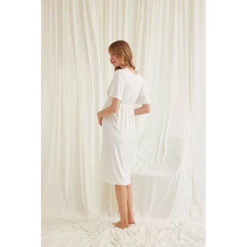 Dantelli Önü Düğmeli Hamile Lohusa Gecelik