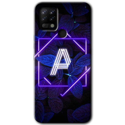 Tecno Pova HD Baskılı Kılıf + 9D Tam Ekran Koruyucu - Dark Neon Yaprak A Harfi