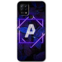 Tecno Pova HD Baskılı Kılıf + 9D Tam Ekran Koruyucu - Dark Neon Yaprak A Harfi