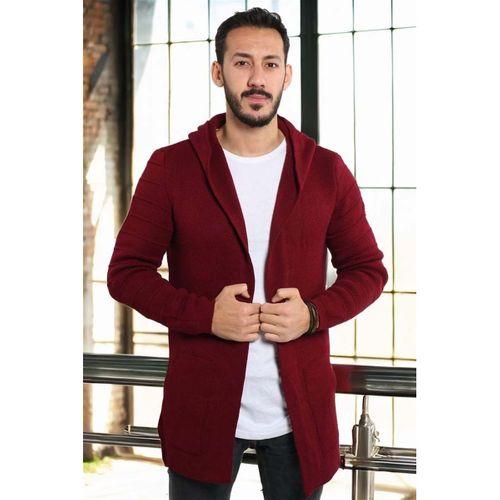 Bordo Erkek Düz Panço Hırka