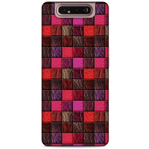 Samsung Galaxy A80 Kılıf Patchwork (22) Tam Koruma Kılıfı Fuşya Bordo