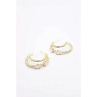 Taşlı Halka Küpe - Altın