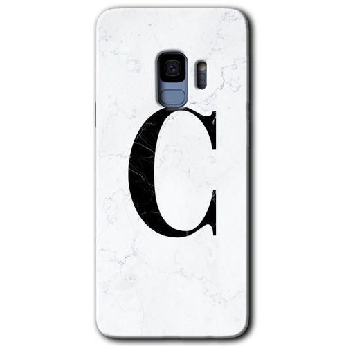 Potkal Hediye Fabrikası Samsung Galaxy S9 HD Baskılı Kılıf + 9D Tam Ekran Koruyucu - Beyaz Mermer Desenli C Harfi