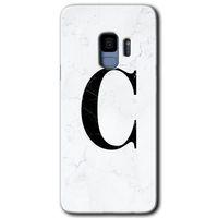 Potkal Hediye Fabrikası Samsung Galaxy S9 HD Baskılı Kılıf + 9D Tam Ekran Koruyucu - Beyaz Mermer Desenli C Harfi
