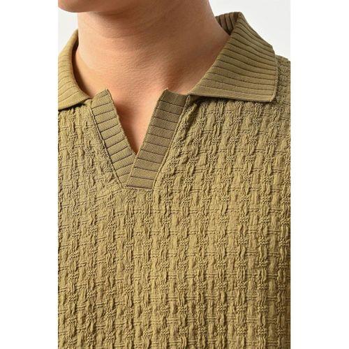 Premium Gölge Dokulu Polo Yaka Erkek T-Shirt - Çağla