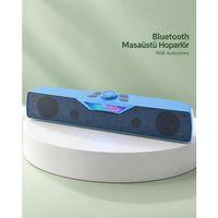 Rgb Işıklı Bluetooth 5.4 Masaüstü Soundbar Hoparlör Usb Ve Tf Kart Destekli Mavi