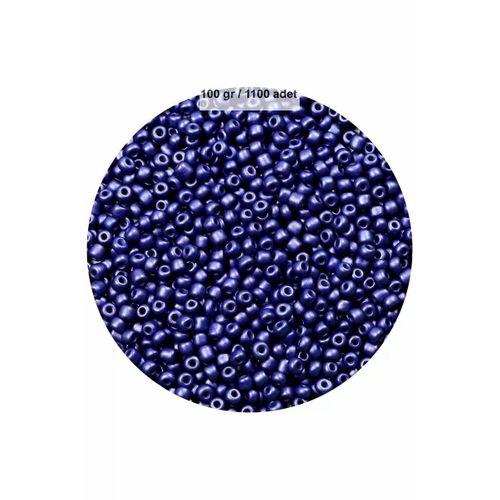 Lacivert Renk 4 mm Yaklaşık 1100 adet / 100 gram Cam Boncuk Oya Yazma Bileklik ve Kolye