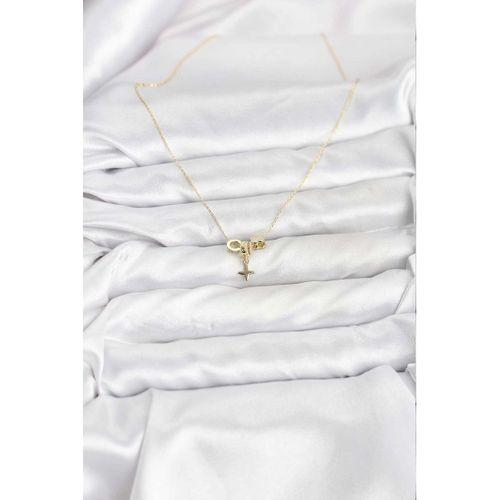 Gold Renk Pirinç Minimal Charmlı Kadın Kolye - TJ-BKO10794