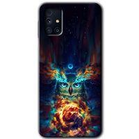 Samsung Galaxy M31s Kılıf Baskılı Kapak - Ballı Baykuş + 5D Tam Kaplayan Cam