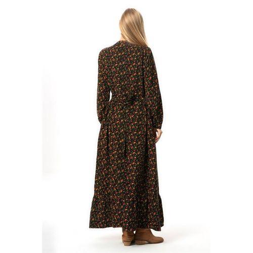 Uzun Kol Sümeyye Pazen Düğmeli Sonbahar ve Kışlık Uzun Elbise Siyah Syh