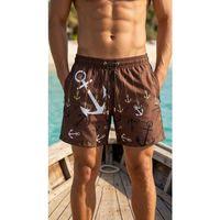 Erkek Deniz Şortu Fermuarlı Cepli File Astarlı Hızlı Kuruyan Premium - Kahverengi