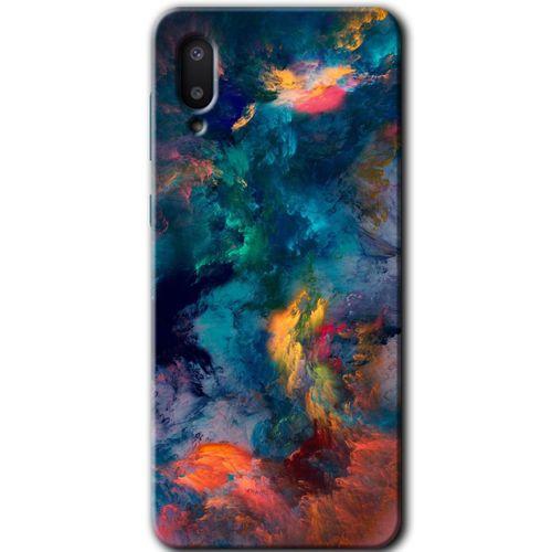 MRCİLETİSİM Samsung Galaxy A02 Kılıf Baskılı Kapak - Color Storm +Tam Kaplayan Mat Seramik