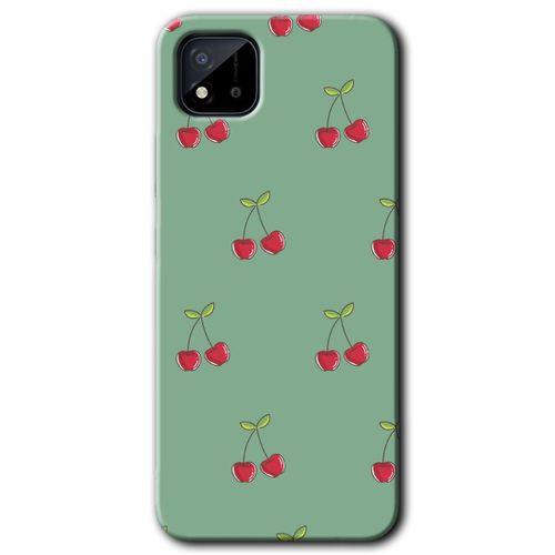 Realme C11 Kılıf Baskılı Arka Kapak - Kiraz Berry +Tam Ekran Koruyucu