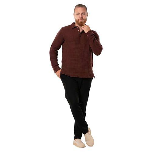 Uzun Kol Double Müslin Erkek Sonbahar ve Kışlık Sweatshirt Bordo Brd
