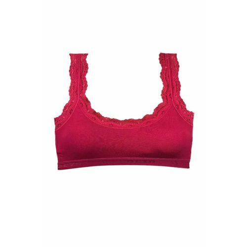Dantel Nakış İşlemeli Pedli Bambu Kadın Büstiyer Bordo