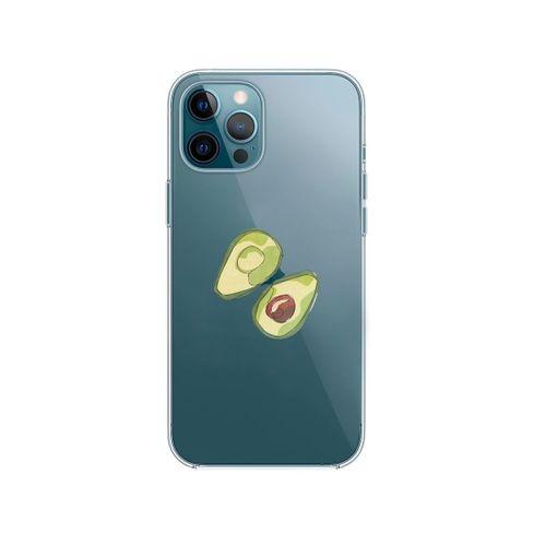 iPhone 12 Pro Max Avokado Art Desenli Premium Şeffaf Silikon Kılıf