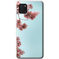 MRCİLETİSİM Samsung Galaxy A81 Kılıf Baskılı Kapak - Japon Çiçeği + 5D Tam Kaplayan Cam