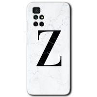 Potkal Hediye Fabrikası Xiaomi Redmi 10 Kılıf HD Desen Baskılı Arka Kapak - Beyaz Mermer Desenli Z Harfi