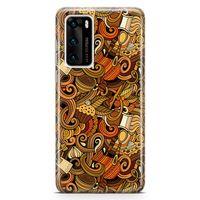 Huawei P40 Kılıf Doodle Türk Kahvesi Arka Kapak Koruma Desenli Full Koruyucu