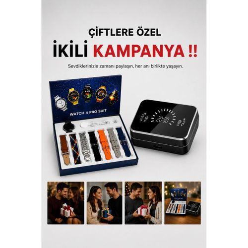 Powerbank Aynalı Bluetooth Kulaklık Ve Akıllı Saat Seti Anc Özelliği Dokunamatik
