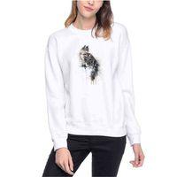 Watercolor Cat Baskılı Beyaz Kadın Sweatshirt