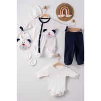 Puanlı Ayıcık Nakışlı Tulumlu % 100 Pamuk Erkek Bebek 5'li Set
