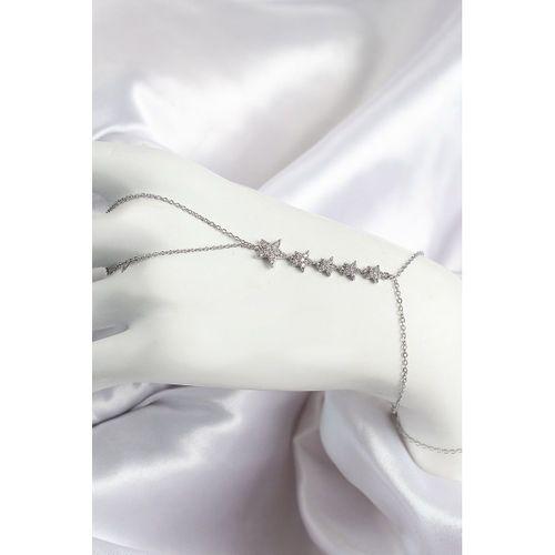 Pirinç Zirkon Taşlı Yıldız Model Gümüş Renk Kadın Şahmeran - TJ-SN688