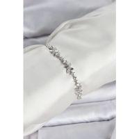 Gümüş Renk Yonca Model Zirkon Taşlı Asansörlü Kadın Bileklik