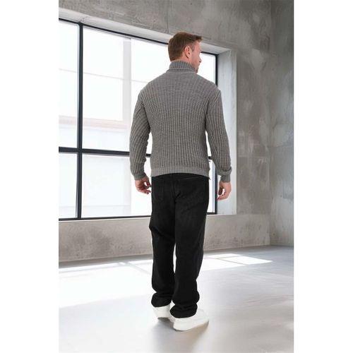 Nopenli Fitil Örgü Balıkçı Kazak - Füme