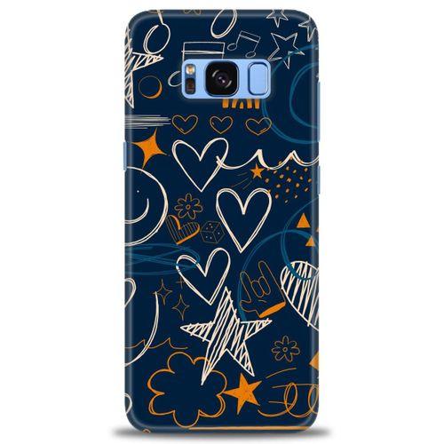 Samsung Galaxy S8 Kılıf HD Baskılı Kılıf - Notalar ve Kalpler + Tam Ekran Koruyucu