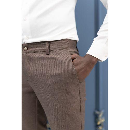 Slimfit Pamuklu Kendinden Çizgili Mevsimlik Kumaş Pantolon