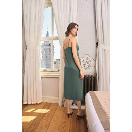 Çiçek Ve Yaprak Desenli Dantelli Ve Dekolteli Sabahlık Takımı