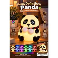 Dokunmatik Kontrollü Renk Değiştiren Panda Gece Lambası Çocuk Odası Ve Yatak Odası