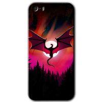 MRCİLETİSİM iPhone 5s Kılıf HD Desen Baskılı Arka Kapak + Temperli Cam - Dragon Night