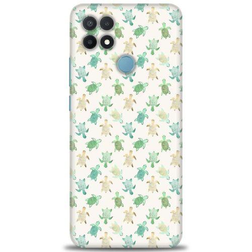 Oppo A15S Kılıf HD Baskılı Kılıf - Minik Tosbağalar + Tam Ekran Koruyucu