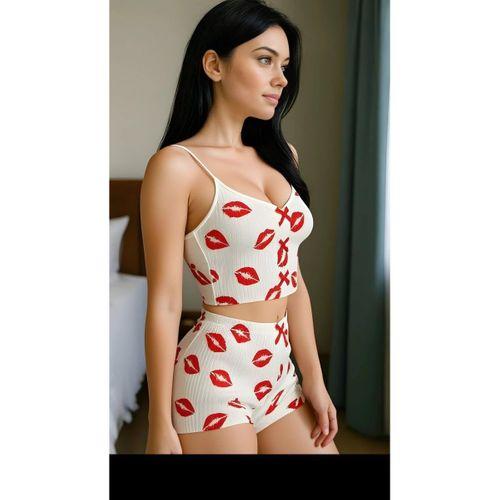 Kiss Mood Dudak Desenli Şortlu Pijama Takımı