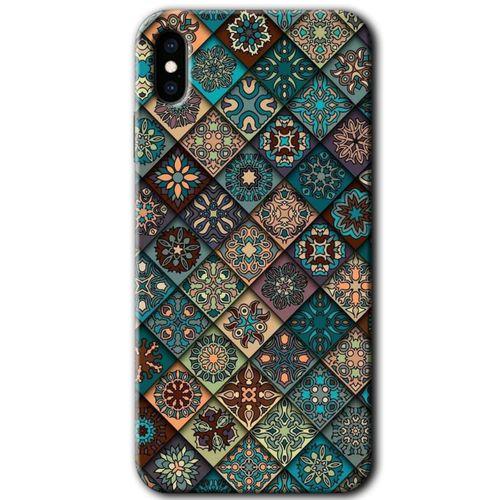 iPhone Xs Kılıf HD Desen Baskılı Arka Kapak + Temperli Cam - Mandala Desen