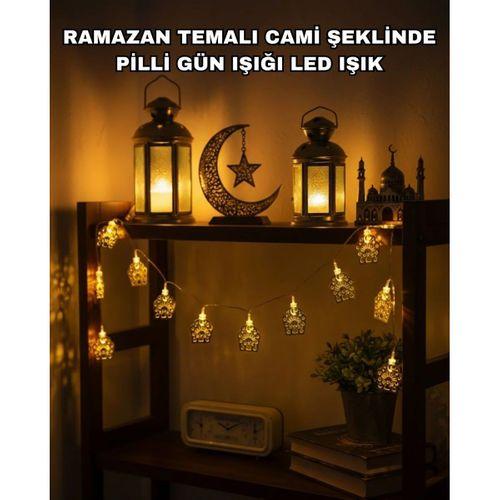 Ramazan Ve Bayram Dekoratif Led Işık Cami Figürlü Sıcak Sarı Aydınlatma