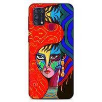 Lopard Samsung Galaxy M31 Uyumlu Kılıf Sürreal Yüzler ♀ (10) Full Koruma Kılıfı Desenli
